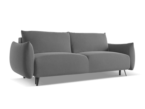 Makamii Canapea Extensibila, 3 locuri, Tapitata cu Stofa, Malie Velvet 3SF-C4 Gri / Negru, l230xA105xH86 cm