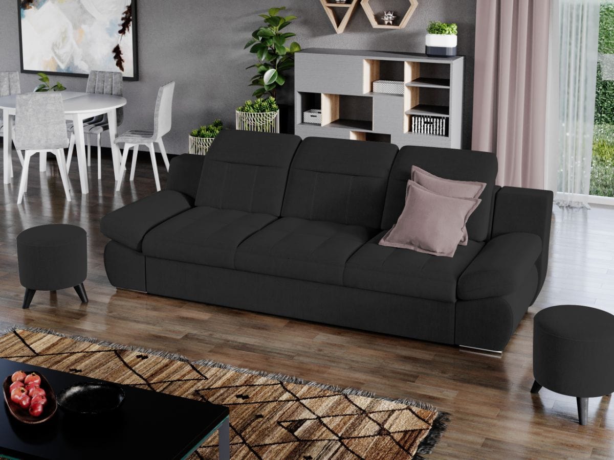 Canapea Extensibila, 3 locuri, tapitata cu stofa, Melonis, l250xA103xH100 cm (2)