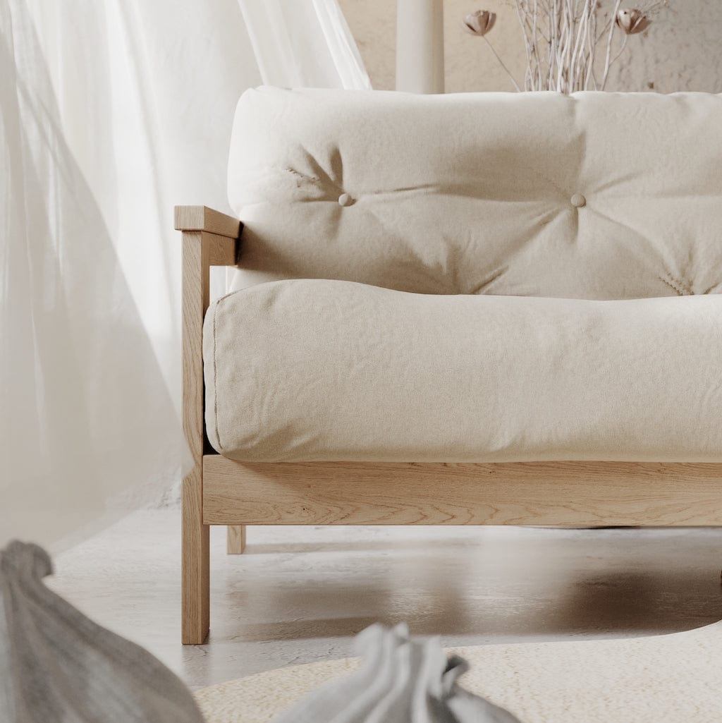 Woodman Canapea Extensibila, 3 Locuri, Tapitata cu Stofa, Mexico Untreated Crem / Natural, l210xA105xH83 cm