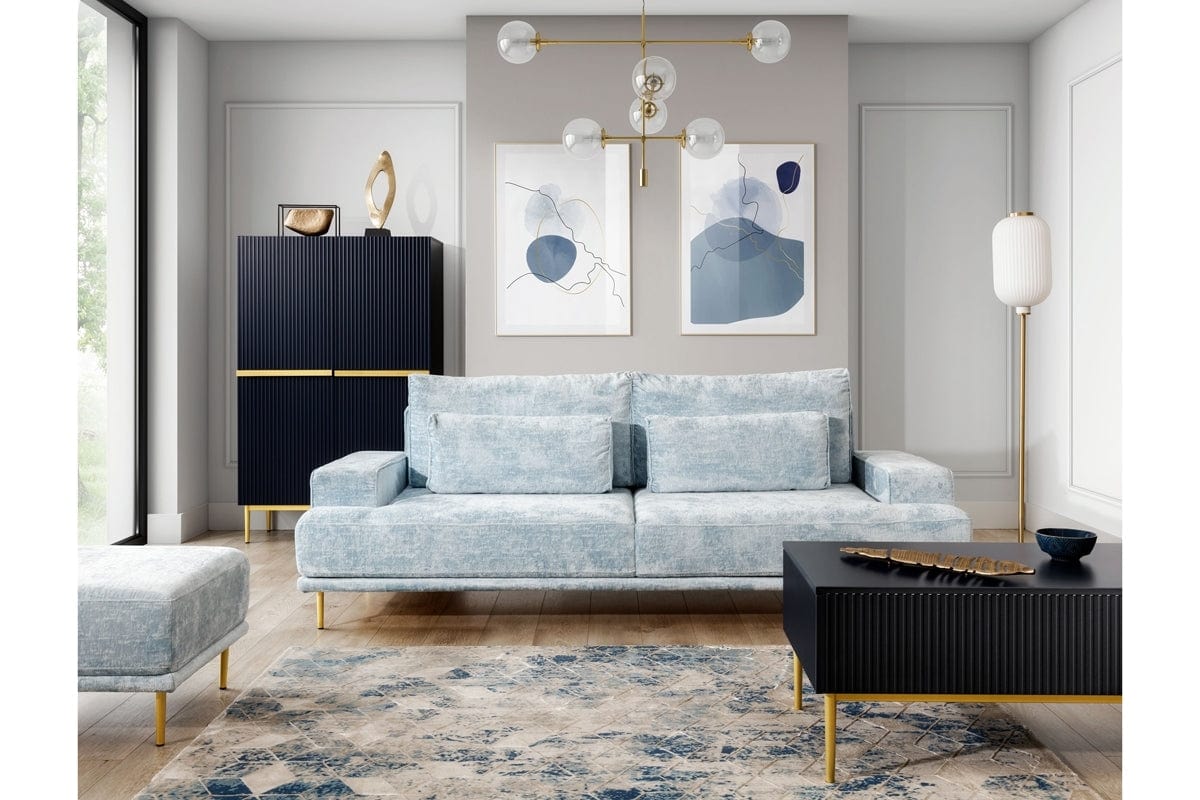 Canapea Extensibila, 3 Locuri, tapitata cu stofa, Perne Incluse, Nicole Bleu, l249xA106xH93 cm (1)