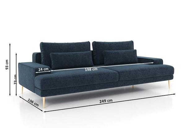 Canapea Extensibila, 3 Locuri, tapitata cu stofa, Perne Incluse, Nicole Bleu, l249xA106xH93 cm (9)