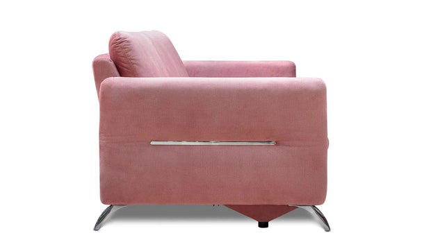 Canapea Extensibila, 3 Locuri, tapitata cu stofa, Spatar Reglabil, Tangit Velvet Roz / Crom, l256xA114xH90 cm (4)