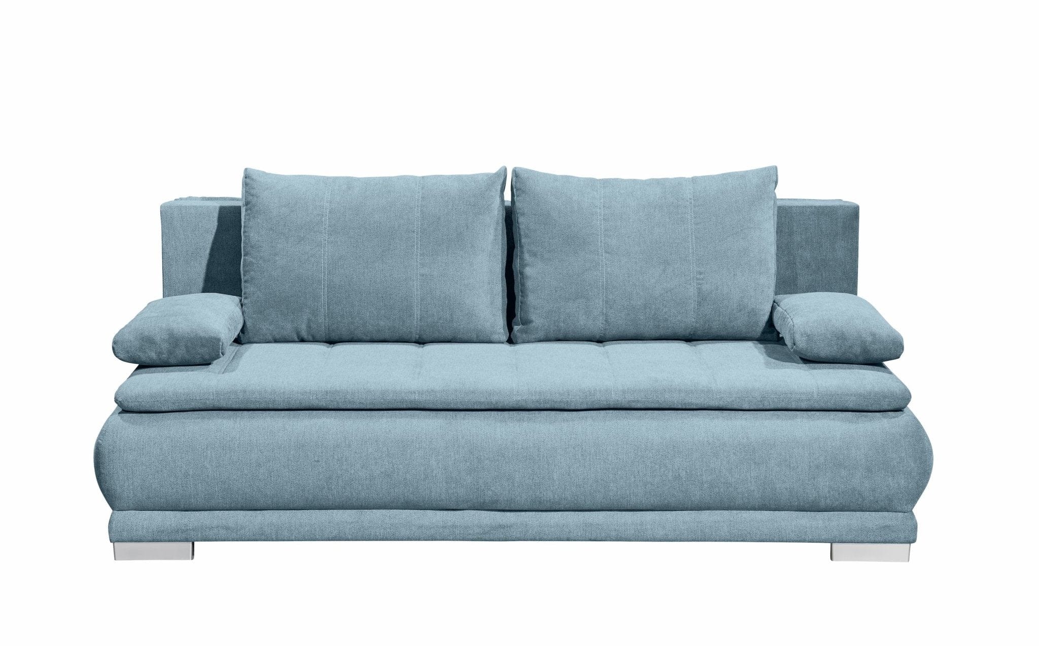 BlackRedWhite Canapea extensibila cu lada de depozitare, tapitata cu stofa, 3 locuri, Eliana Albastru, l208xA105xH93 cm