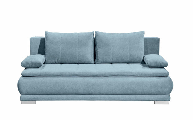 BlackRedWhite Canapea extensibila cu lada de depozitare, tapitata cu stofa, 3 locuri, Eliana Albastru, l208xA105xH93 cm