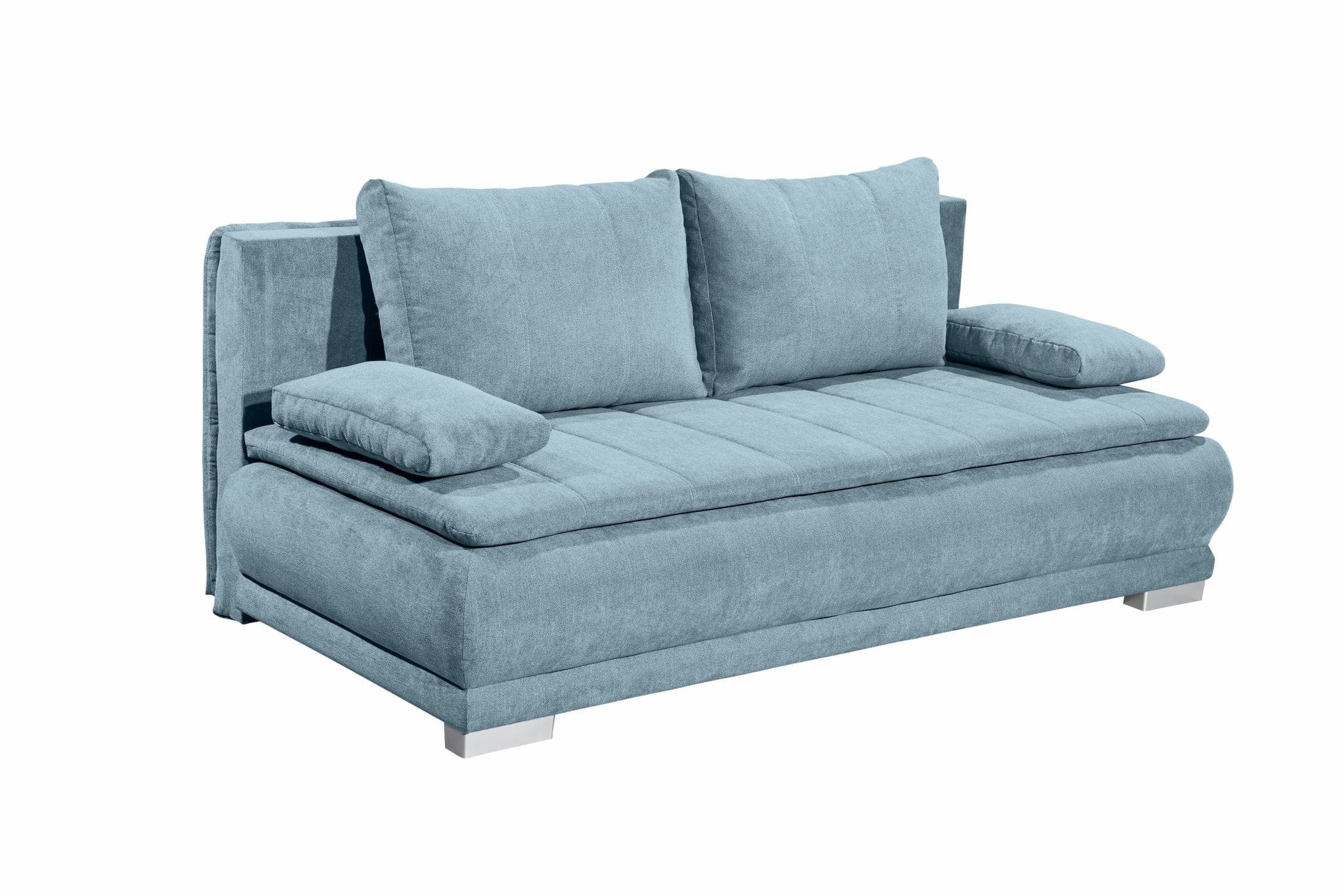 BlackRedWhite Canapea extensibila cu lada de depozitare, tapitata cu stofa, 3 locuri, Eliana Albastru, l208xA105xH93 cm