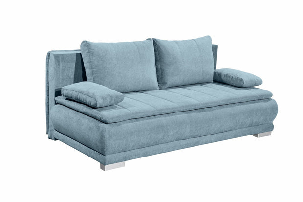 BlackRedWhite Canapea extensibila cu lada de depozitare, tapitata cu stofa, 3 locuri, Eliana Albastru, l208xA105xH93 cm