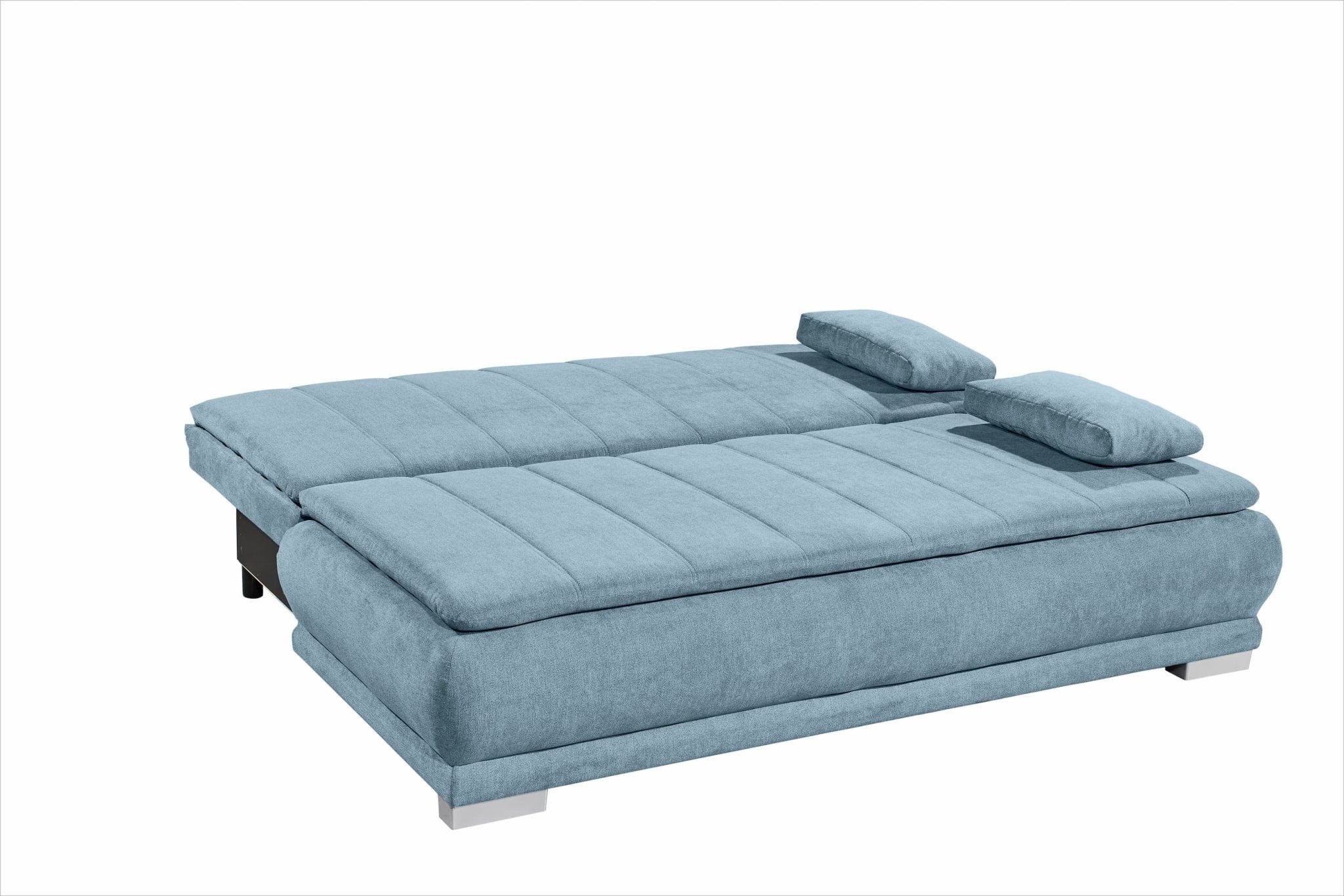 BlackRedWhite Canapea extensibila cu lada de depozitare, tapitata cu stofa, 3 locuri, Eliana Albastru, l208xA105xH93 cm