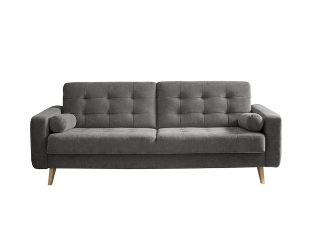 BlackRedWhite Canapea extensibila cu lada de depozitare, tapitata cu stofa, 3 locuri, Ford Gri Inchis, l222xA90xH86 cm