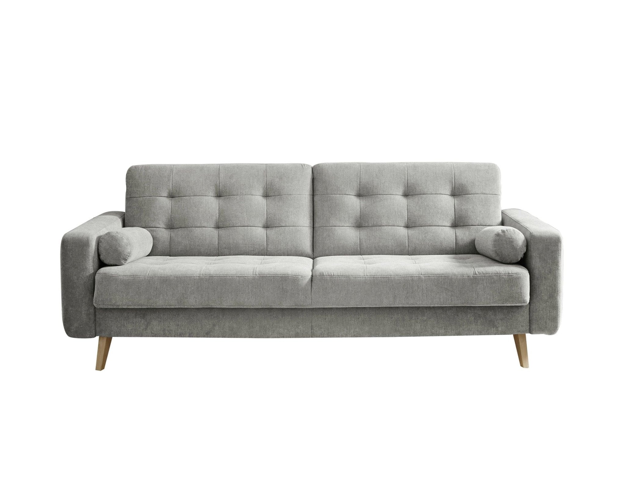 BlackRedWhite Canapea extensibila cu lada de depozitare, tapitata cu stofa, 3 locuri Ford Gri, l222xA90xH86 cm