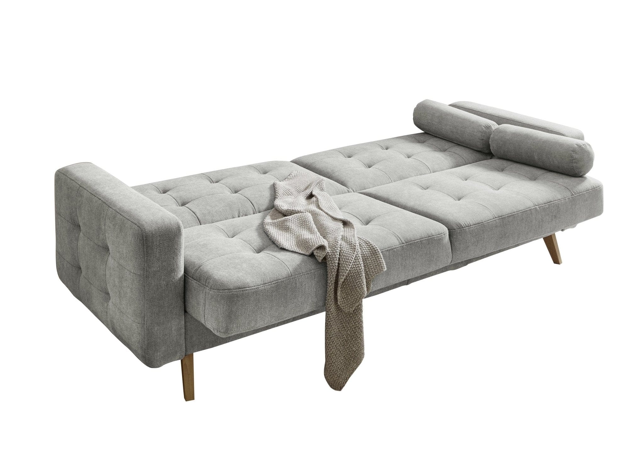 BlackRedWhite Canapea extensibila cu lada de depozitare, tapitata cu stofa, 3 locuri Ford Gri, l222xA90xH86 cm