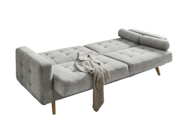 BlackRedWhite Canapea extensibila cu lada de depozitare, tapitata cu stofa, 3 locuri Ford Gri, l222xA90xH86 cm