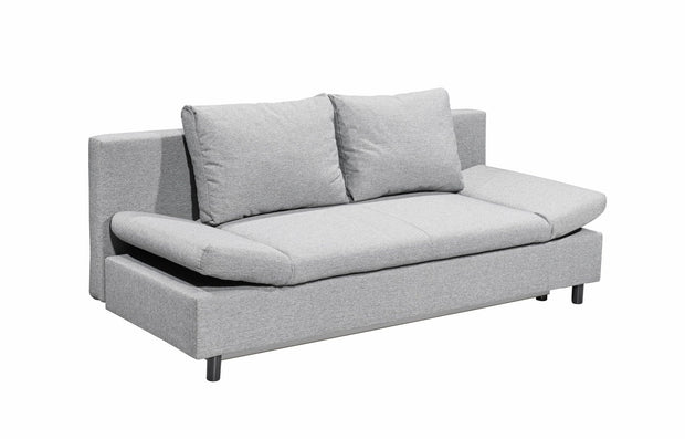 BlackRedWhite Canapea extensibila cu lada de depozitare, tapitata cu stofa, 3 locuri, Lenis Gri deschis, l200xA85xH92 cm