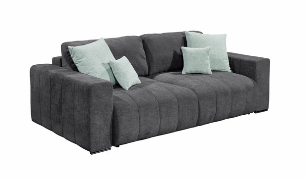 BlackRedWhite Canapea extensibila cu lada de depozitare, tapitata cu stofa, 3 locuri, Tris Grafit, l250xA115xH87 cm