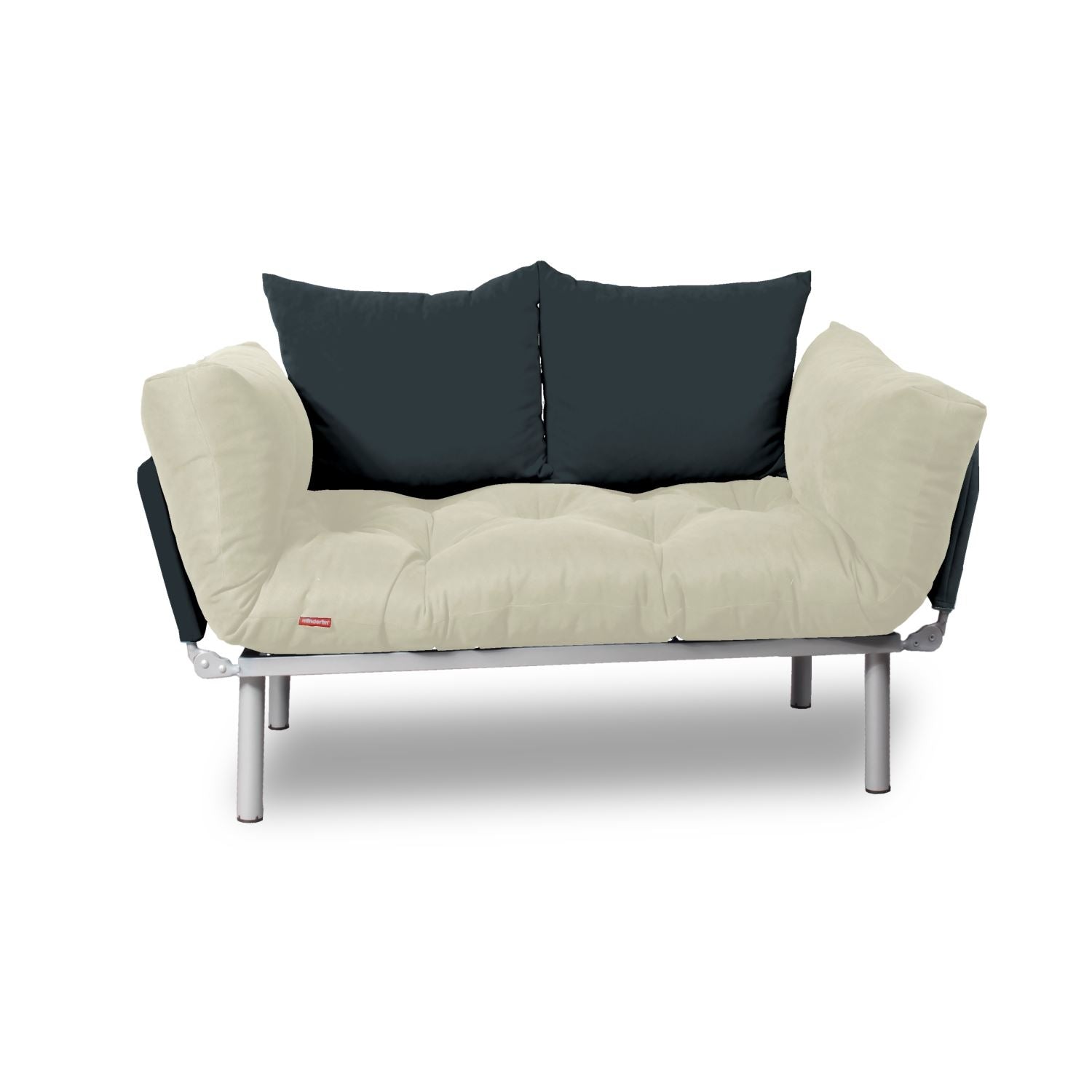 Oyo Antracit Canapea extensibila, stofa si cadru metalic, 2 locuri Kombin Crem, l121xA70xH70 cm