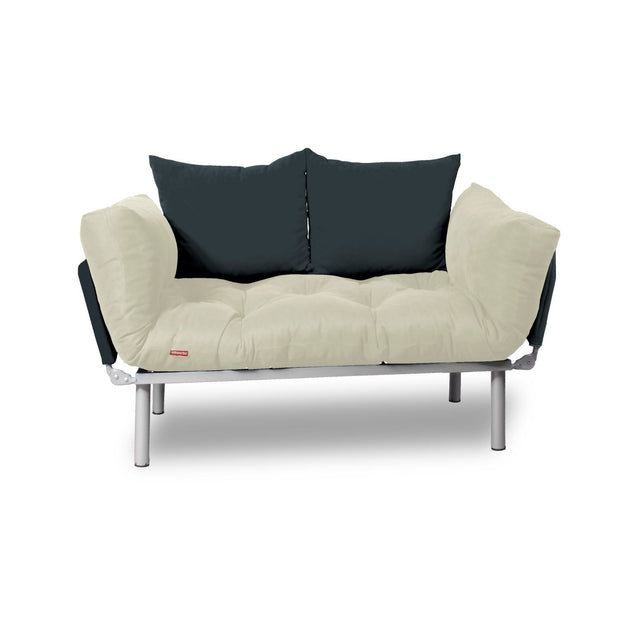 Oyo Antracit Canapea extensibila, stofa si cadru metalic, 2 locuri Kombin Crem, l121xA70xH70 cm