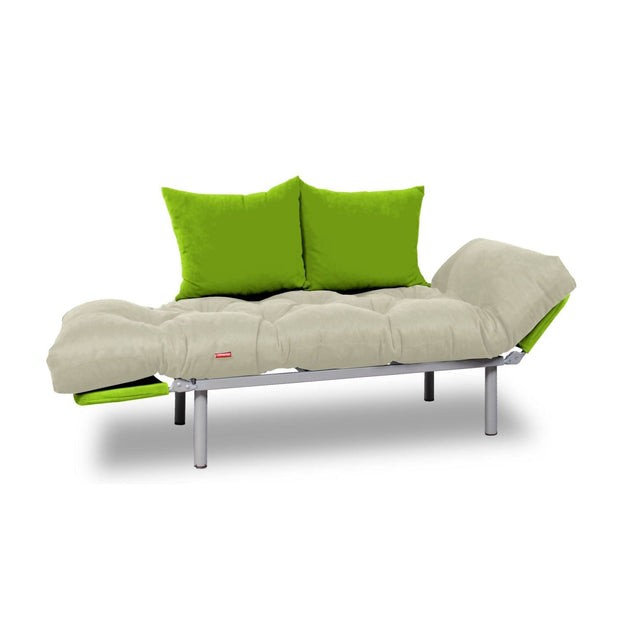 Oyo Canapea extensibila, stofa si cadru metalic, 2 locuri Kombin Crem, l121xA70xH70 cm