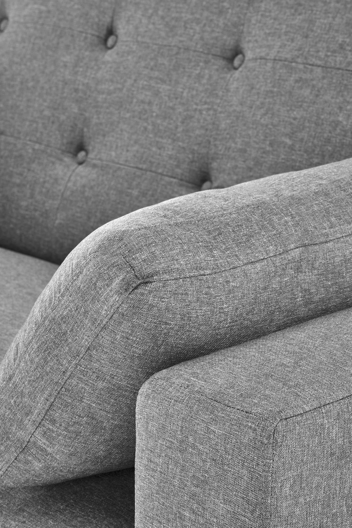 Canapea extensibila tapitata cu stofa, 2 locuri Paulinio Gri, l170xA90xH93 cm (6)