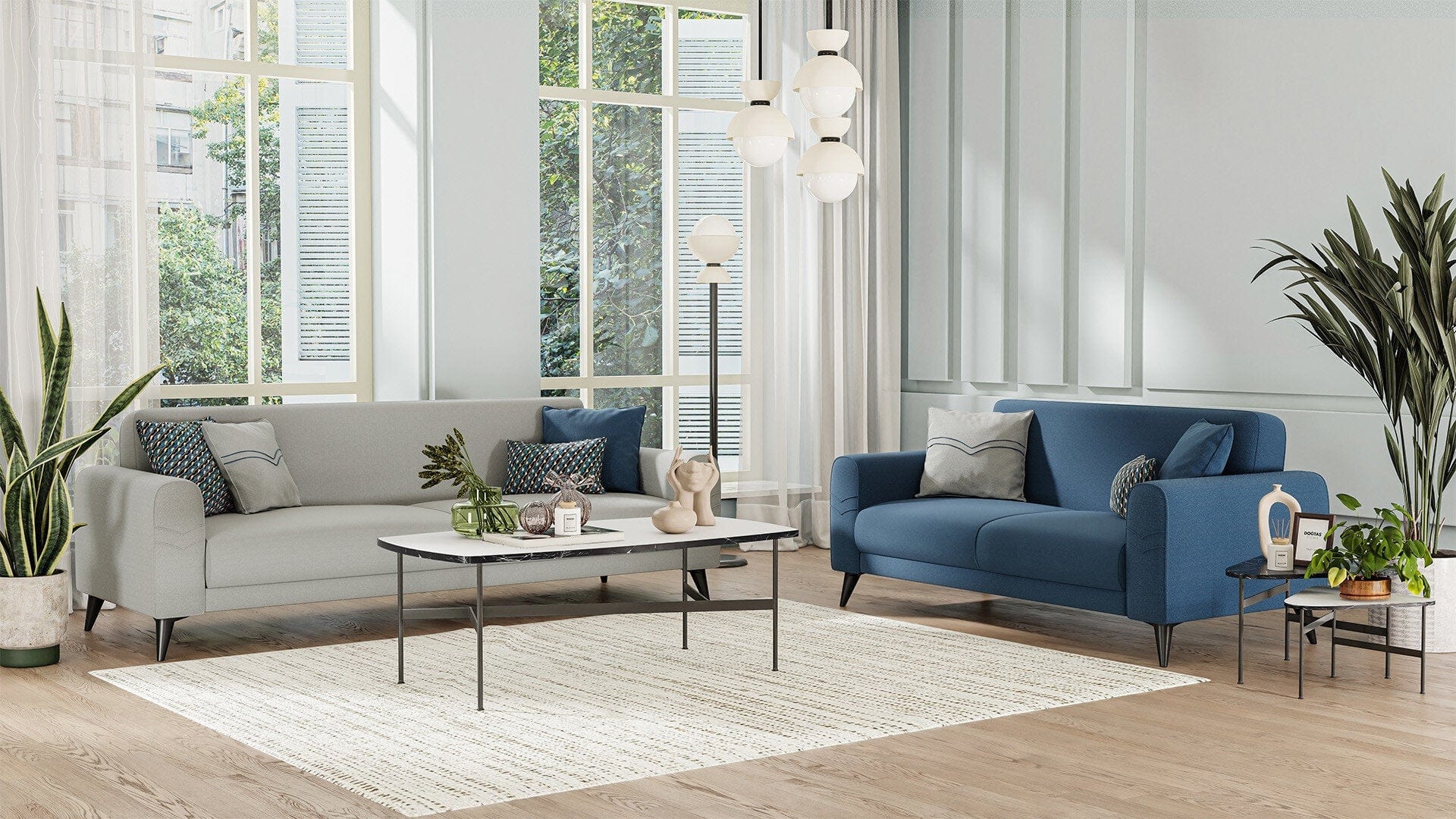 Dogtas Canapea extensibila tapitata cu stofa, 3 locuri, Delfi Velvet Gri, l232xA92xH80 cm