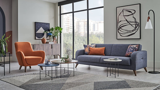 Dogtas Canapea extensibila tapitata cu stofa, 3 locuri, Hilda Grafit, l212xA85xH79 cm