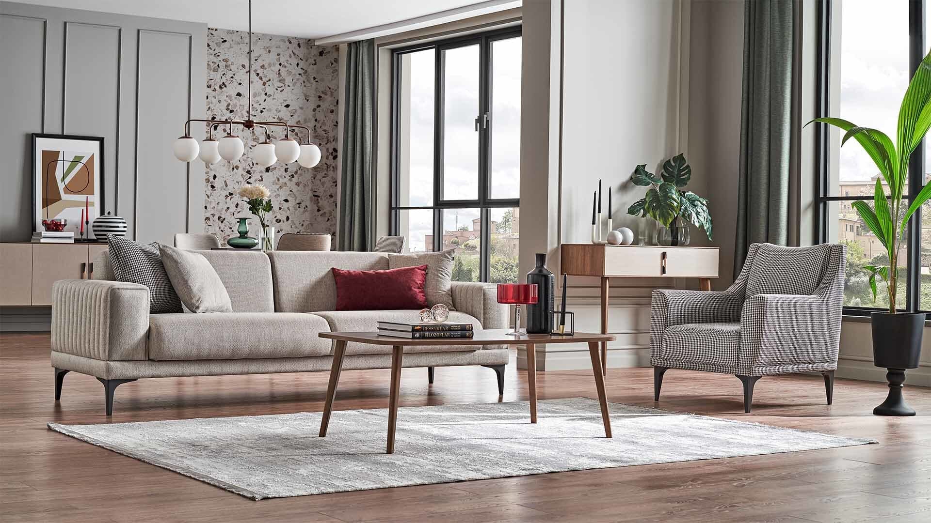 Dogtas Canapea extensibila tapitata cu stofa, 3 locuri, Nova Grej, l239xA88xH76 cm