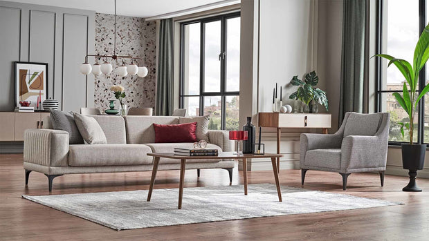 Dogtas Canapea extensibila tapitata cu stofa, 3 locuri, Nova Grej, l239xA88xH76 cm