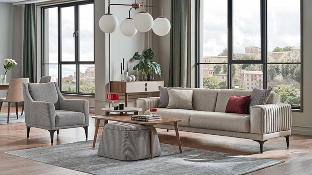 Dogtas Canapea extensibila tapitata cu stofa, 3 locuri, Nova Grej, l239xA88xH76 cm