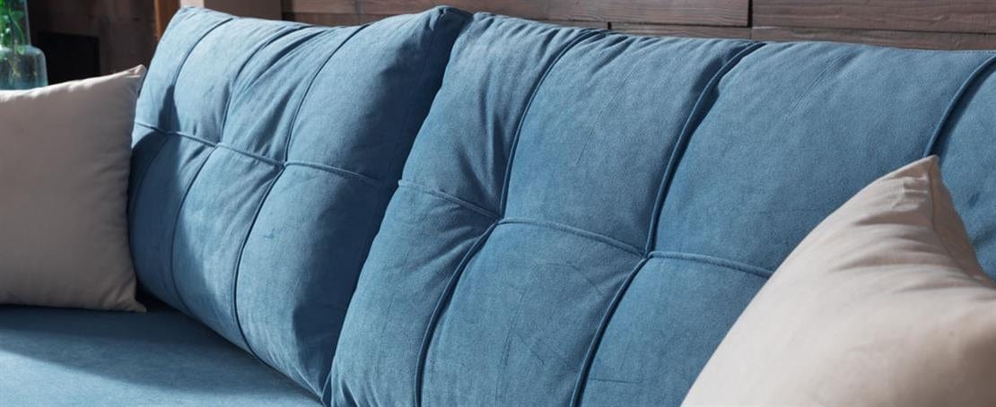 Serhat Canapea extensibila tapitata cu stofa, 3 locuri Step Albastru K1, l225xA92xH85 cm