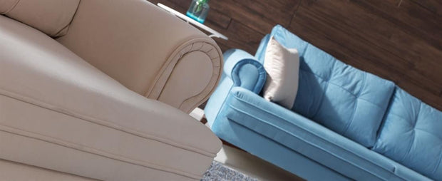 Serhat Canapea extensibila tapitata cu stofa, 3 locuri Step Albastru K1, l225xA92xH85 cm