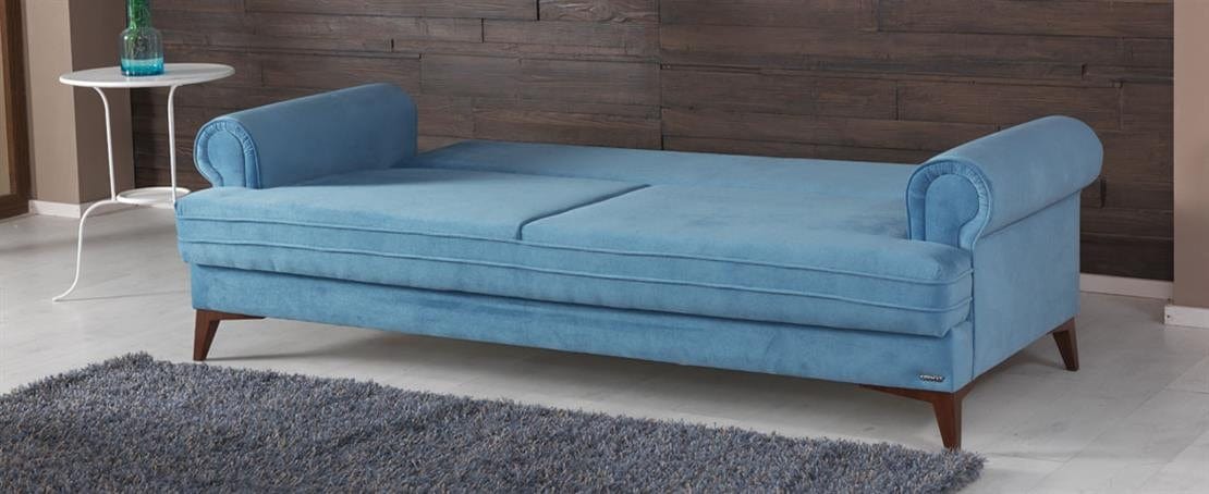 Serhat Canapea extensibila tapitata cu stofa, 3 locuri Step Crem K3, l225xA92xH85 cm