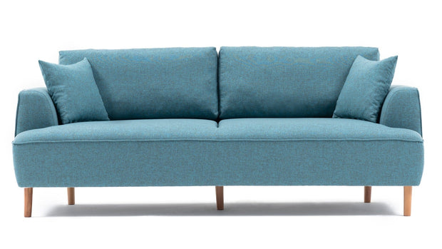 Asir Canapea Felix Turcoaz Fixa, cu Spuma Poliuretanica, 3 Locuri, tapitata cu stofa, Perne Incluse, l230xA98xH90 cm