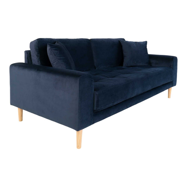 House Nordic Canapea Fixa, 2,5 Locuri, tapitat cu stofa, Perne Incluse, Lido S Velvet Bleumarin / Natural, l180xA93xH76 cm