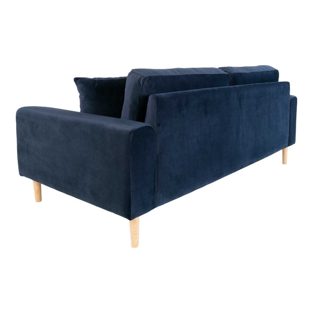 House Nordic Canapea Fixa, 2,5 Locuri, tapitat cu stofa, Perne Incluse, Lido S Velvet Bleumarin / Natural, l180xA93xH76 cm