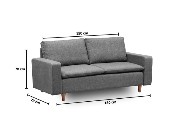Asir Canapea fixa 2 locuri, Lungo Gri inchis, l150xA79xH78 cm