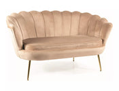 Canapea Fixa, 2 locuri, tapitata cu stofa, Camellia 2 Velvet Bej / Auriu, l135xA76xH77 cm