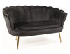 Canapea Fixa, 2 locuri, tapitata cu stofa, Camellia 2 Velvet Negru / Auriu, l135xA76xH77 cm