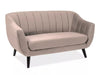 Canapea Fixa, 2 locuri, tapitata cu stofa, Elite 2 Velvet Bej / Wenge, l153xA85xH83 cm