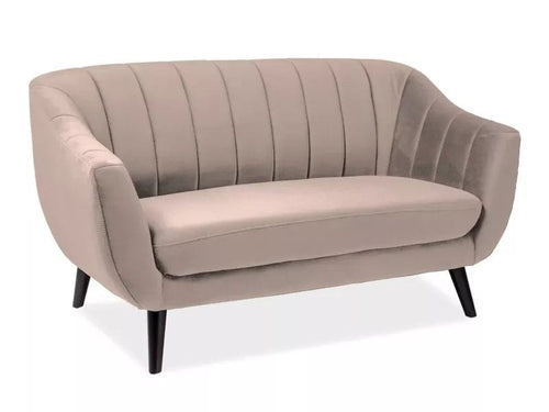 Canapea Fixa, 2 locuri, tapitata cu stofa, Elite 2 Velvet Bej / Wenge, l153xA85xH83 cm
