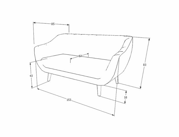 Canapea Fixa, 2 locuri, tapitata cu stofa, Elite 2 Velvet Bej / Wenge, l153xA85xH83 cm (1)