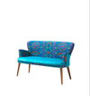 Oyo Canapea Fixa, 2 Locuri, tapitata cu stofa, Etnik Turcoaz / Multicolor, l125xA60xH75 cm