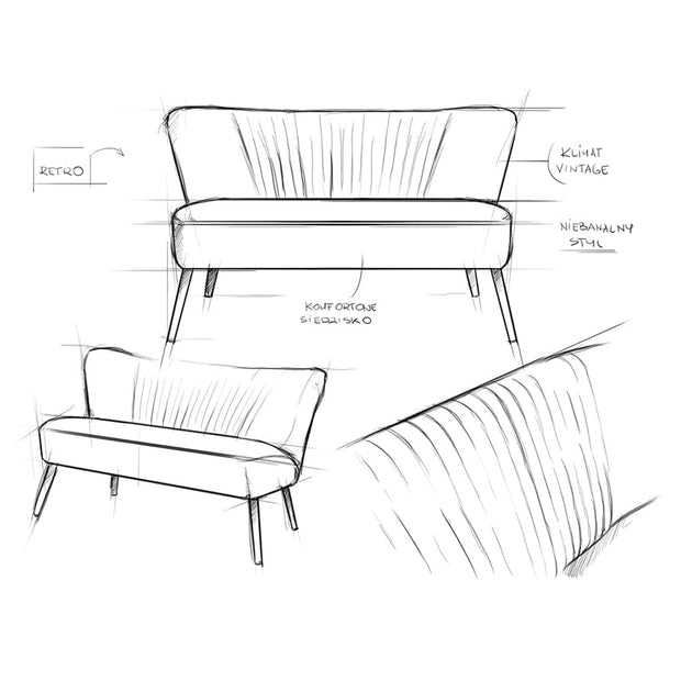 Customform Canapea Fixa, 2 Locuri, Tapitata cu Stofa, Harry Verde, l123xA65xH72 cm