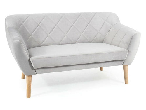 Canapea Fixa, 2 locuri, tapitata cu stofa, Karo 2 Velvet Gri Deschis / Fag, l140xA75xH76 cm