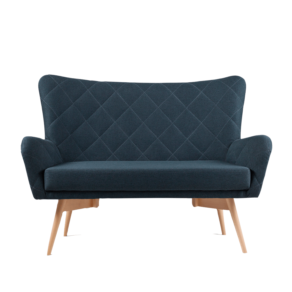 Customform Canapea Fixa, 2 Locuri, Tapitata cu Stofa, Karro Petrol, l137xA90xH103 cm