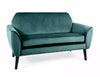 Canapea Fixa, 2 locuri, tapitata cu stofa, Mena Velvet Verde / Wenge, l147xA75xH85 cm