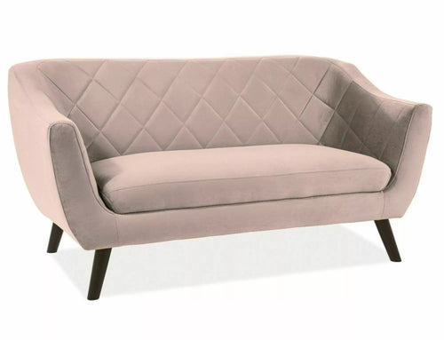 Canapea Fixa, 2 locuri, tapitata cu stofa, Molly 2 Velvet Bej Bluvel 28 / Wenge, l160xA85xH83 cm