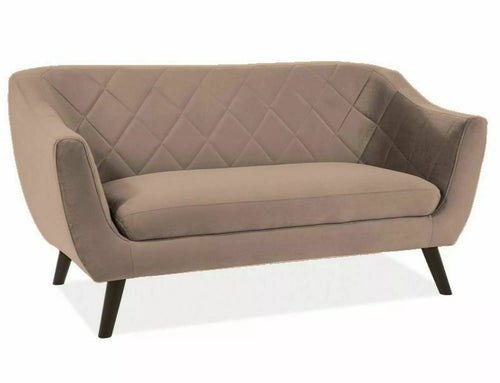 Canapea Fixa, 2 locuri, tapitata cu stofa, Molly 2 Velvet Bej Bluvel 40 / Wenge, l160xA85xH83 cm