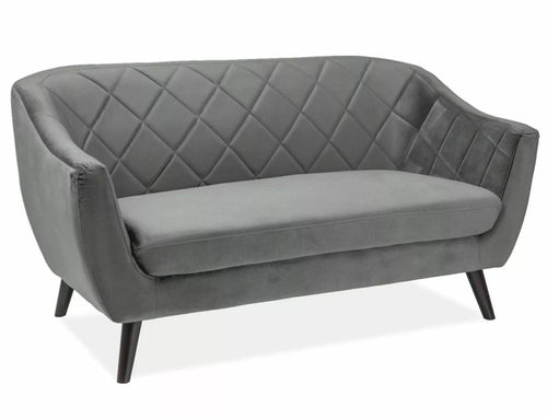 Canapea Fixa, 2 locuri, tapitata cu stofa, Molly 2 Velvet Gri / Wenge, l160xA85xH83 cm