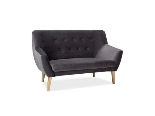 Canapea Fixa, 2 locuri, tapitata cu stofa, Nordic 2 Velvet Gri / Fag, l136xA75xH90 cm