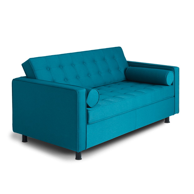 Canapea Fixa, 2 Locuri, Tapitata cu Stofa, Topic Albastru, l162xA88xH80 cm