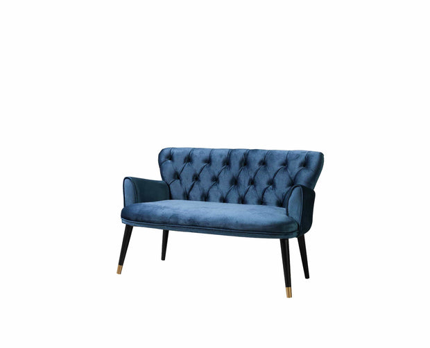 Canapea Fixa, 2 Locuri, tapitata cu stofa, Vegas Velvet Bleumarin, l125xA60xH75 cm (2)