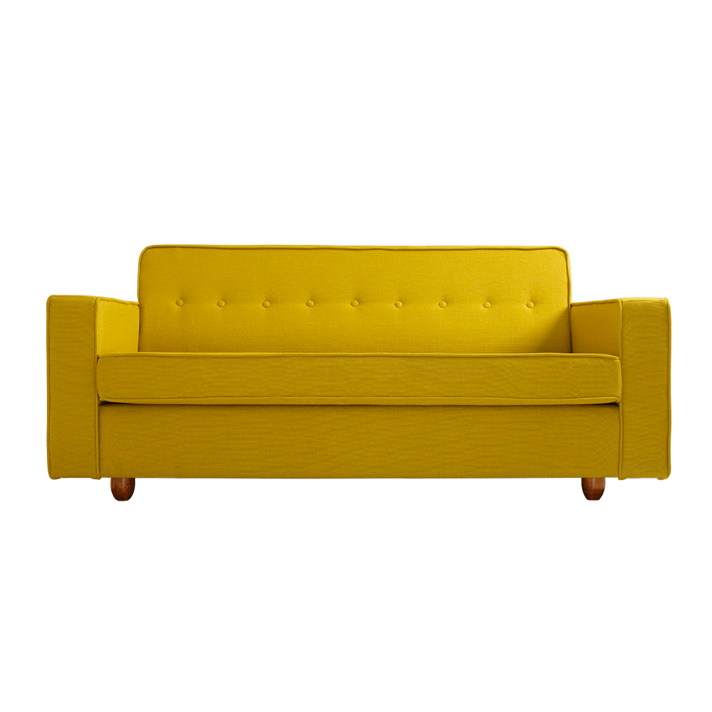 Customform Canapea Fixa, 2 Locuri, Tapitata cu Stofa, Zugo Galben, l178xA84xH80 cm